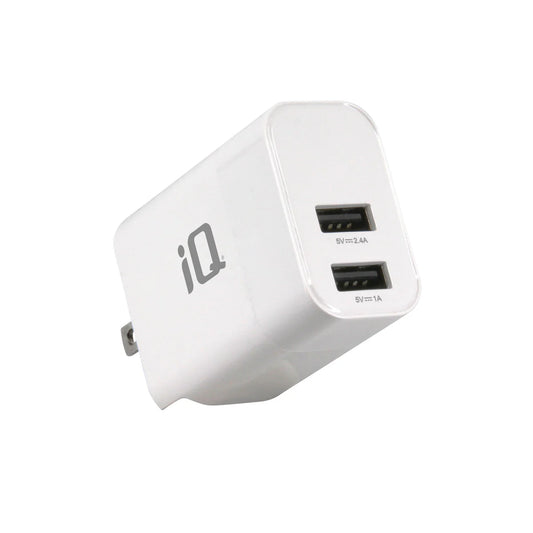iQ  3.4A Dual Port USB-A Wall Charger - White